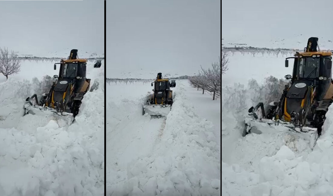 Darende Yeniköy Mahallesi’nde etkili olan yoğun kar yağışının ardından belediye