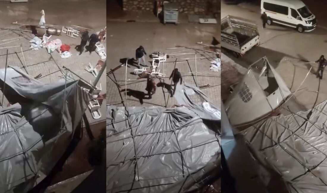Doğanşehir ilçesinde etkili olan şiddetli yağmur ve fırtına hayatı olumsuz
