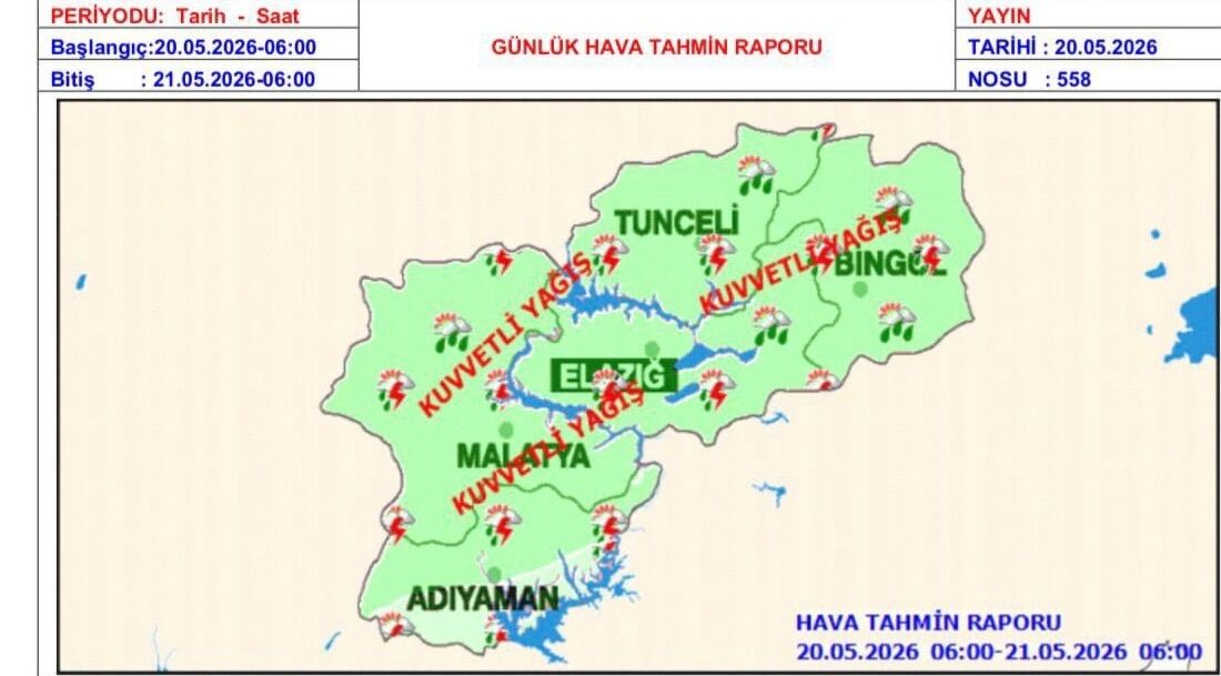 Malatya Valisi Seddar Yavuz, kent genelinde kuvvetli yağış beklendiğini belirterek