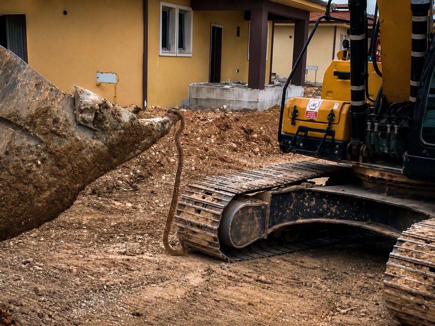 Darende ilçesindeki TOKİ konutları şantiyesinde görülen yaklaşık 3 metrelik yılan,