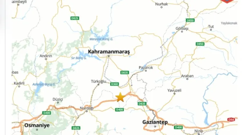 AFAD verilerine göre, Kahramanmaraş’ın Pazarcık ilçesinde 4.2 büyüklüğünde deprem meydana