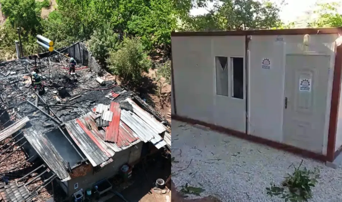 Malatya’nın Hekimhan ilçesinde çıkan yangında evi kullanılamaz hale gelen aile