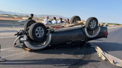 Malatya’da sürücüsünün direksiyon hakimiyetini kaybettiği otomobilin takla atması sonucu meydana