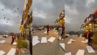 Malatya’da etkili olan sağanak yağış ve sert rüzgâr, Yeşilyurt’taki Güngör