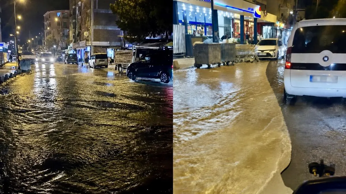 Malatya’da içme suyu hattında meydana gelen arıza nedeniyle caddeyi su