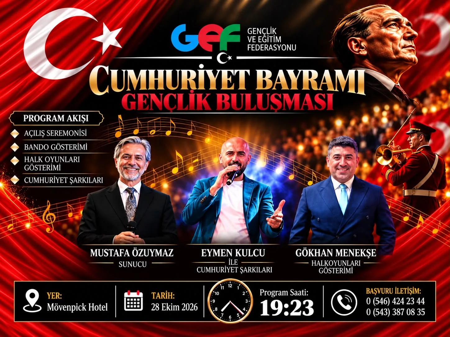 GEF’in düzenleyeceği buluşmada Cumhuriyet şarkıları, bando ve halk oyunları gösterileri