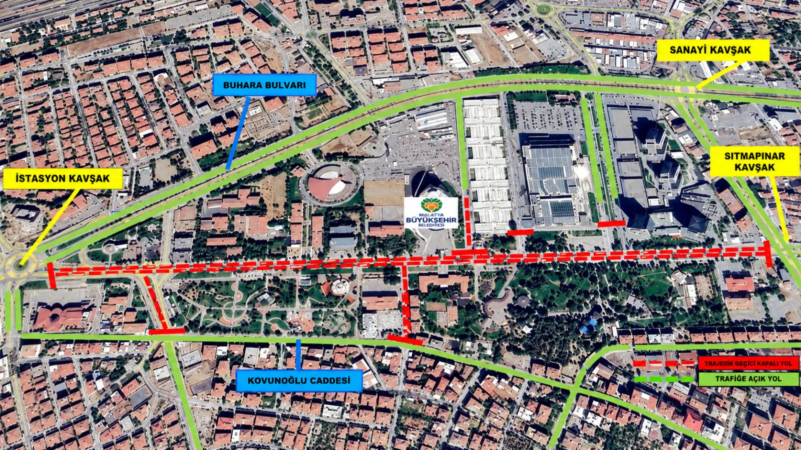 Malatya Valiliği, 27 ve 29 Ekim’de İnönü Caddesi’nin 08.00-12.00 saatlerinde
