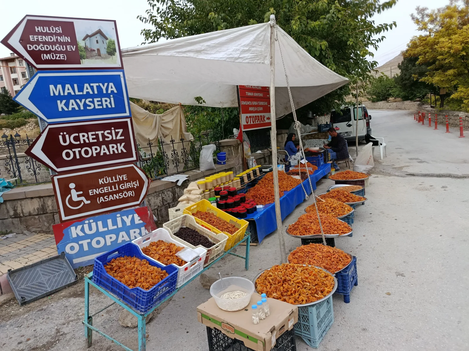 Darende’de külliye yolu üzerindeki stantlarda bal, pekmez, pestil, ceviz ve