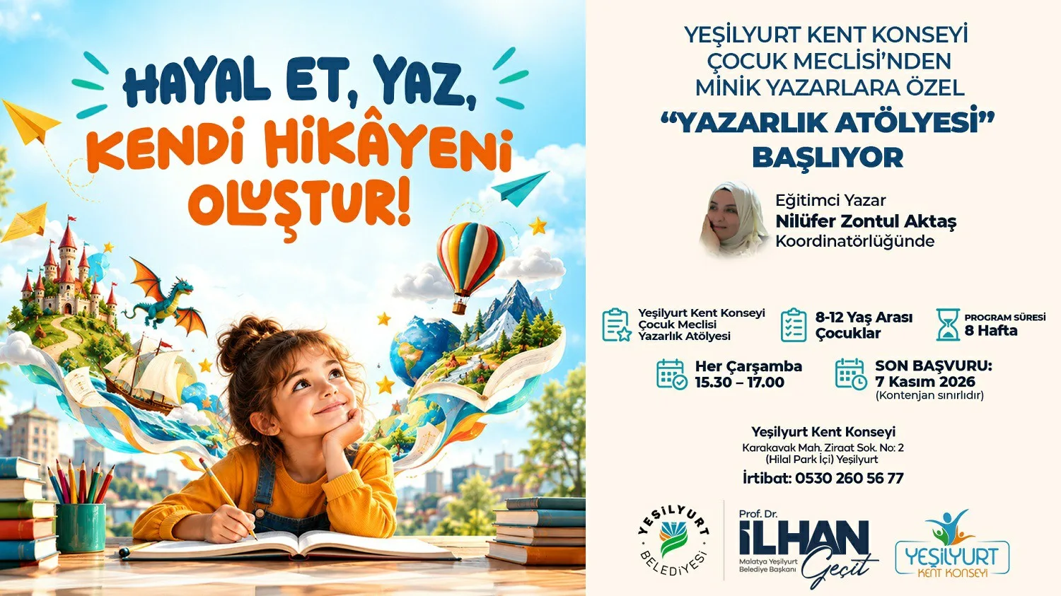 8-12 yaş grubuna yönelik sekiz haftalık atölye için başvurular 7